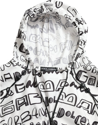 Dolce & Gabbana Clothing Black and White / IT40|S / Material: 100% Polyester Chic Hooded Logo Print Blouson Tee