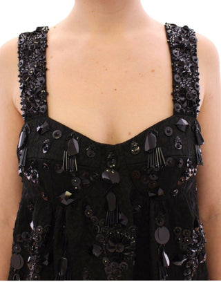 Dolce & Gabbana Clothing Black floral crystal embedded dress