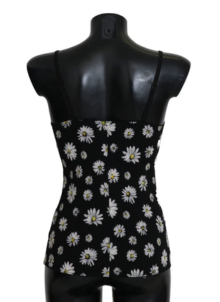 Dolce & Gabbana Clothing Black / IT2 | S / Material:  82%Polycotton, 18% Elastane Elegant Black Daisy Floral Lace Chemise Dress