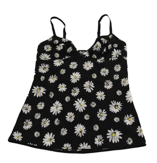 Dolce & Gabbana Clothing Black / IT2 | S / Material:  82%Polycotton, 18% Elastane Elegant Black Daisy Floral Lace Chemise Dress