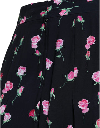 Dolce & Gabbana Clothing Black / IT40|S / Material: 51% Viscose 46% Acetate 3% Elastane Black Rose High Waist A-line Knee Length Skirt