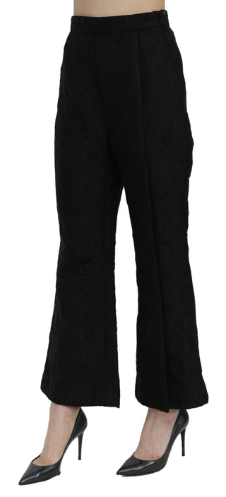 Dolce & Gabbana Clothing Black / IT40|S / Material: 56% Polyester 25% Acetate 17% Viscose 2% Elastane Chic High Waist Flared Cropped Pants