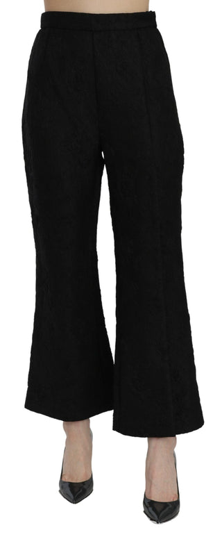 Dolce & Gabbana Clothing Black / IT40|S / Material: 56% Polyester 25% Acetate 17% Viscose 2% Elastane Chic High Waist Flared Cropped Pants