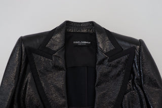 Dolce & Gabbana Clothing Black / IT40|S / Material: 95% Cotton, 4% Silk, 1% Polyester Elegant Cropped Black Designer Jacket