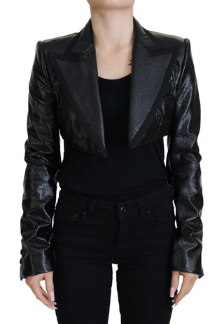 Dolce & Gabbana Clothing Black / IT40|S / Material: 95% Cotton, 4% Silk, 1% Polyester Elegant Cropped Black Designer Jacket