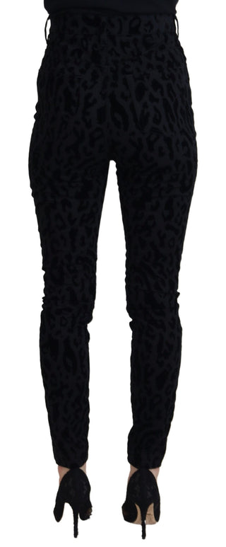 Dolce & Gabbana Clothing Black / IT40|S / Material: 98% Cotton 2% Elastane Chic Leopard Print Denim Elegance