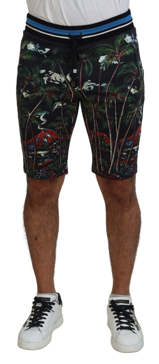 Dolce & Gabbana Clothing Black / IT44 | XS / Material: 100% Cotton Volcano Print Casual Knee-Length Shorts