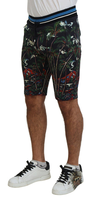 Dolce & Gabbana Clothing Black / IT44 | XS / Material: 100% Cotton Volcano Print Casual Knee-Length Shorts