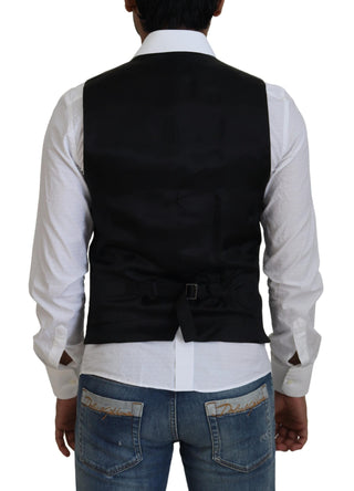 Dolce & Gabbana Clothing Black / IT44 | XS / Material: 82% Virgin Wool 18% Silk Black Wool Stretch Waistcoat Formal Vest