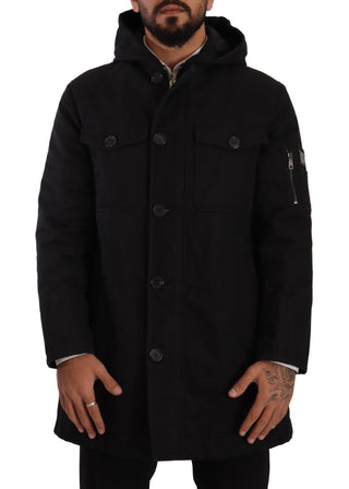 Dolce & Gabbana Clothing Black / IT46 | S / Material: 78% Cotton, 22% Polyester Elegant Black Parka Hooded Jacket