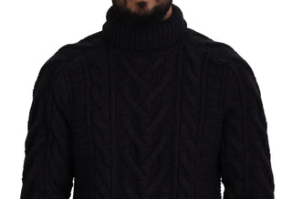 Dolce & Gabbana Clothing Black / IT48 | M / Material: 65% Virgin Wool, 35% Cashmere Elegant Black Wool-Cashmere Pullover Sweater