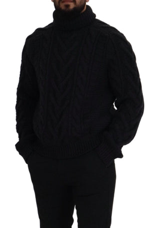 Dolce & Gabbana Clothing Black / IT48 | M / Material: 65% Virgin Wool, 35% Cashmere Elegant Black Wool-Cashmere Pullover Sweater