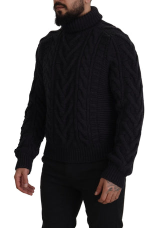 Dolce & Gabbana Clothing Black / IT48 | M / Material: 65% Virgin Wool, 35% Cashmere Elegant Black Wool-Cashmere Pullover Sweater