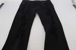 Dolce & Gabbana Clothing Black / IT48 | M / Material: 98% Cotton, 2% Elastane (stretch) Svelte Black Tattered Slim Fit Denim