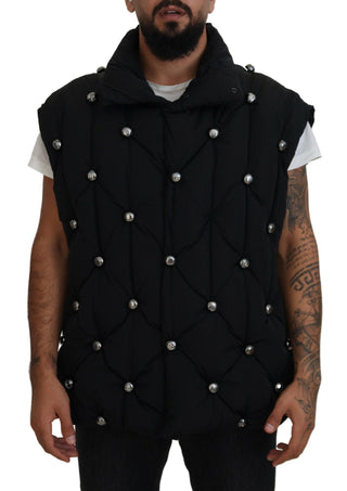 Dolce & Gabbana Clothing Black / IT50 | L / Material: 100% Polyamide Elegant Black Sleeveless Vest Jacket