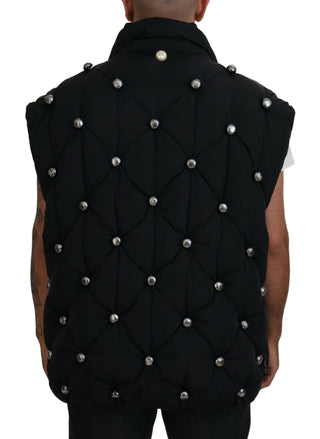 Dolce & Gabbana Clothing Black / IT50 | L / Material: 100% Polyamide Elegant Black Sleeveless Vest Jacket