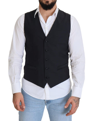 Dolce & Gabbana Clothing Black / IT50 | L / Material: 90% Virgin Wool 7% Silk 3% Elastane
Lining: 100% Viscose Black Wool Stretch Waistcoat Formal Vest