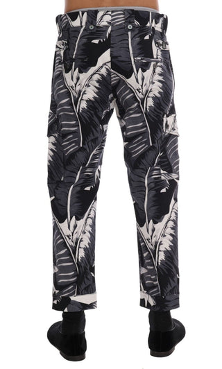 Dolce & Gabbana Clothing Black / IT50 | L / Material: 97% Cotton, 3% Elastane (stretch) Elegant Capri Casual Pants in Banana Leaf Print