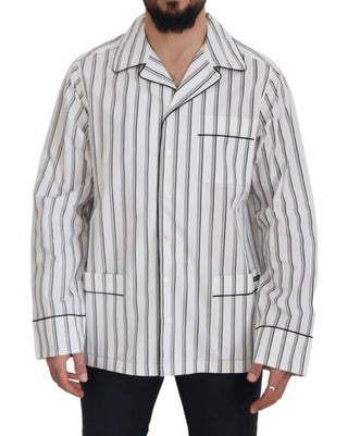 Dolce & Gabbana Clothing Black/White / IT43 | XL / Material: 100% Cotton White Stripes Cotton Pajama Sleepwear Shirt