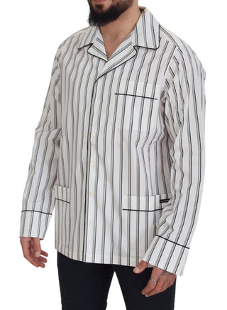 Dolce & Gabbana Clothing Black/White / IT43 | XL / Material: 100% Cotton White Stripes Cotton Pajama Sleepwear Shirt