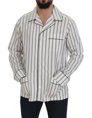 Dolce & Gabbana Clothing Black/White / IT43 | XL / Material: 100% Cotton White Stripes Cotton Pajama Sleepwear Shirt