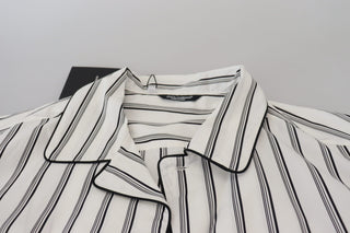 Dolce & Gabbana Clothing Black/White / IT43 | XL / Material: 100% Cotton White Stripes Cotton Pajama Sleepwear Shirt