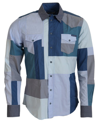 Dolce & Gabbana Clothing Blue / IT43 | XL / Material: 100% Cotton Elegant Multicolor Slim Fit Casual Shirt