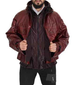 Dolce & Gabbana Clothing Bordeaux / IT50 | L / Material: 100% Cotton Elegant Bordeaux Full Zip Hooded Jacket