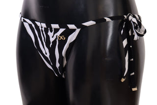 Dolce & Gabbana Clothing Brown / IT4 | L / Material: 75% Nylon, 25% Elastane Zebra Print Chic Drawstring Bikini Bottom