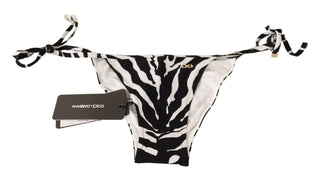 Dolce & Gabbana Clothing Brown / IT4 | L / Material: 75% Nylon, 25% Elastane Zebra Print Chic Drawstring Bikini Bottom