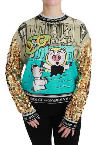 Dolce & Gabbana Clothing Chic Multicolor Motive Sequined Sweater