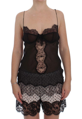 Dolce & Gabbana Clothing Elegant Black Silk Lace Lingerie Chemise