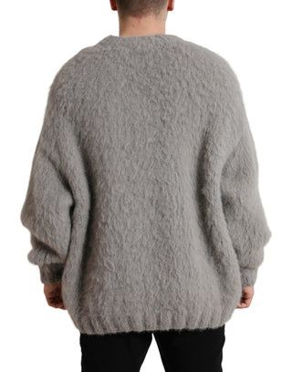 Dolce & Gabbana Clothing Gray / IT48 | M / Material: 72% Alpaca 22% Nylon 4% Wool 2% Elastane Gray Alpaca Fur V-neck Men Pullover Sweater