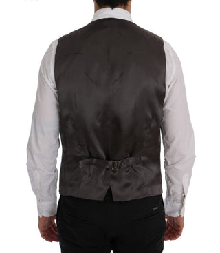 Dolce & Gabbana Clothing Gray / IT50 | L / Material: 80% Cotton, 20% Viscose Elegant Striped Gray Waistcoat Vest