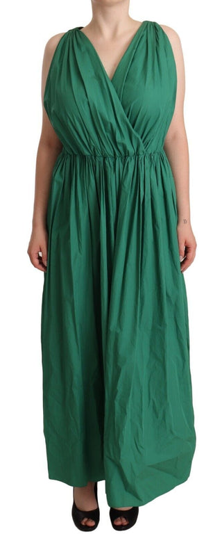 Dolce & Gabbana Clothing Green / IT46|XL / Material: 100% Cotton Elegant Deep Green Sleeveless A-Line Dress