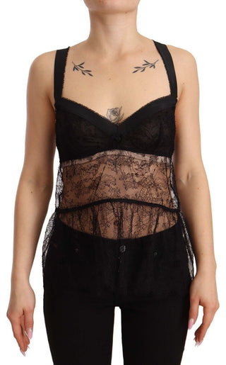 Dolce & Gabbana Clothing IT2 | S / Black / Material: Silk Elegant Black Silk Lingerie Chemise