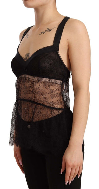 Dolce & Gabbana Clothing IT2 | S / Black / Material: Silk Elegant Black Silk Lingerie Chemise