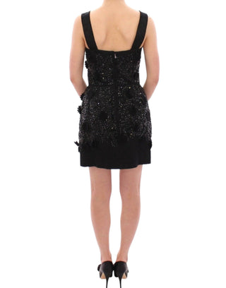 Dolce & Gabbana Clothing IT40|S / Black / Material: 40% Crystal, 28% Polyester, 12% Acrylic, 10% Acetate, 10% Wool Black floral crystal embedded dress