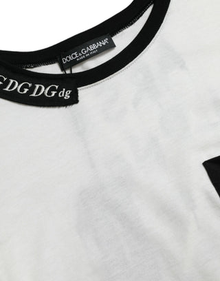 Dolce & Gabbana Clothing Material: 100% Cotton / Black and White / IT40|S White Hear And Now Floral Print Cotton T-shirt