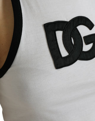 Dolce & Gabbana Clothing Material: 100% Cotton / White / IT40|S Elegant Sleeveless Logo Tank Top