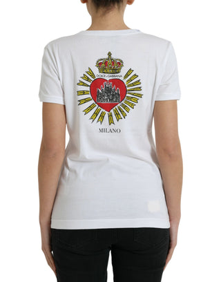 Dolce & Gabbana Clothing Material: 100% Cotton / White / IT42|M White Sacred Heart Print Round Neck T-shirt