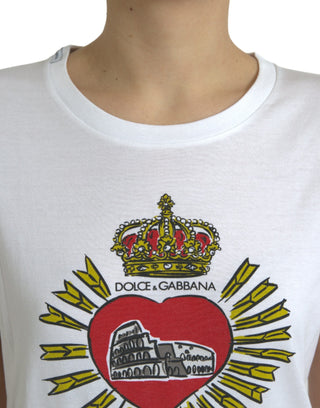 Dolce & Gabbana Clothing Material: 100% Cotton / White / IT42|M White Sacred Heart Print Round Neck T-shirt