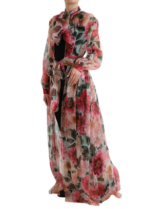 Dolce & Gabbana Clothing Material: 100% Silk / Multicolor / IT40|S Multicolor Camelia Print Silk Chiffon Coat