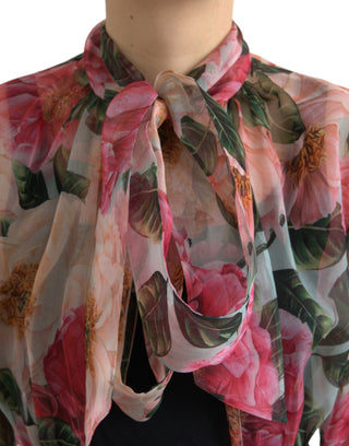 Dolce & Gabbana Clothing Material: 100% Silk / Multicolor / IT40|S Multicolor Camelia Print Silk Chiffon Coat