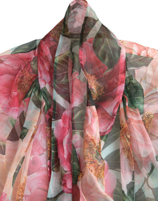 Dolce & Gabbana Clothing Material: 100% Silk / Multicolor / IT40|S Multicolor Camelia Print Silk Chiffon Coat