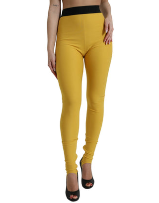 Dolce & Gabbana Clothing Material: 80% Nylon 20% Elastane / Yellow / IT40|S Elegant High Waist Yellow Leggings