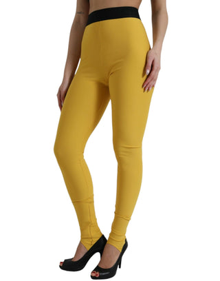 Dolce & Gabbana Clothing Material: 80% Nylon 20% Elastane / Yellow / IT40|S Elegant High Waist Yellow Leggings