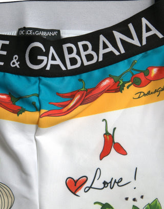 Dolce & Gabbana Clothing Material: 90% Polyester 10% Elastane / White / IT44 | L Elegant High Waist Printed Leggings