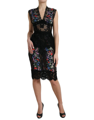 Dolce & Gabbana Clothing Multicolor / IT40|S / Material: 74% Silk 16% Cotton 6% Elastane 4% Nylon Multicolor Floral Print Lace Sheath Dress