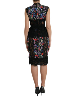 Dolce & Gabbana Clothing Multicolor / IT40|S / Material: 74% Silk 16% Cotton 6% Elastane 4% Nylon Multicolor Floral Print Lace Sheath Dress
